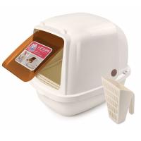 Туалет-домик для кошек XL Catidea 63х48х41 см, с совком, кремовый