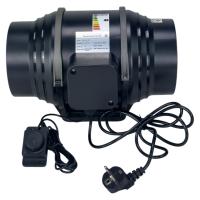 Вентилятор для гроубокса HobbyFarm канальный встроенный с регулятором, бесшумный, 6", пластик