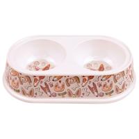 Миска двойная, 23.5×14×5 см, 150+150 мл, серый