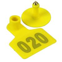 Бирка двойная 40х50 мм с номером, жёлтая, 100 шт. для свиней, КРС, овец, собак и других животных