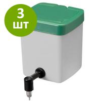 Поилка ниппельная с бачком 0,5 л 90 градусов HobbyFarm для кур и кроликов с креплением на клетку, комплект 3 шт.