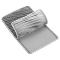 Двухслойный коврик под лоток 55х75 см для кошачьего туалета, серый 