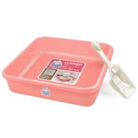 Лоток для котят с совком Catidea 44х44х9,8 см розовый