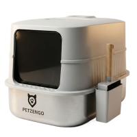 Туалет-домик умный для кошек Petzengo PL-1 60,5х40х39 см с дезодорацией, нержавеющая сталь