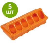Кормушка-поилка лотковая 20 см пластик для цыплят, оранжевый, комплект 5 шт.