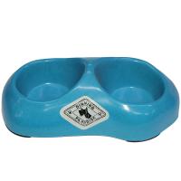 Миска двойная, 26.5x15.5x7 см, 200+200 мл, голубой