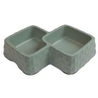 Миска двойная, 29.9x18.9x5.5 см, 360+430 мл, зеленый