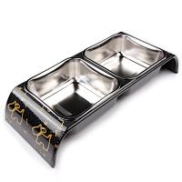 Миска двойная, 30x12x4.5 см, 300+300 мл, собака, черный