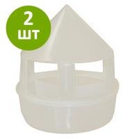 Кормушка Ø22 см 3 отделения прозрачная для птиц, комплект 2 шт.