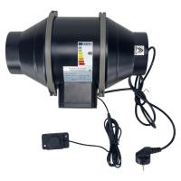 Вентилятор для гроубокса HobbyFarm канальный встроенный с регулятором, бесшумный, 4", пластик