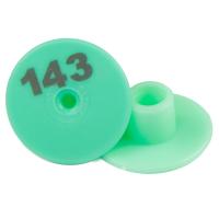Бирка двойная 30 мм с номером, зелёная, круглая, 100 шт. для свиней, коз, овец, собак и других животных