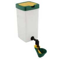 Поилка чашечная с бачком HobbyFarm для кур с креплением на клетку, 1 л, зеленая