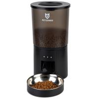 Автокормушка Petzengo PF-02 Wi-Fi для кошек и собак 4л, миска из нержавеющей стали для сухого корма, черная