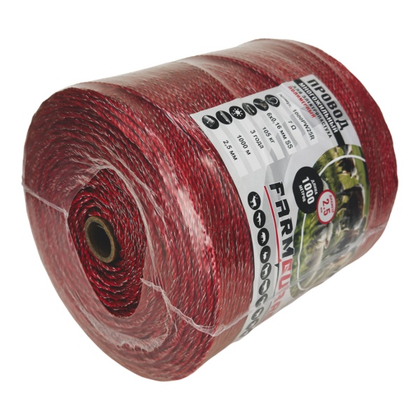 Провод для электропастуха FarmGuard красный 2,5 мм / 1000 м / 6х0,16 мм