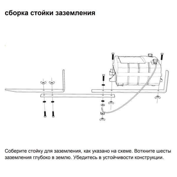 Шест заземления 122B для электропастухов, в сборе 82 см