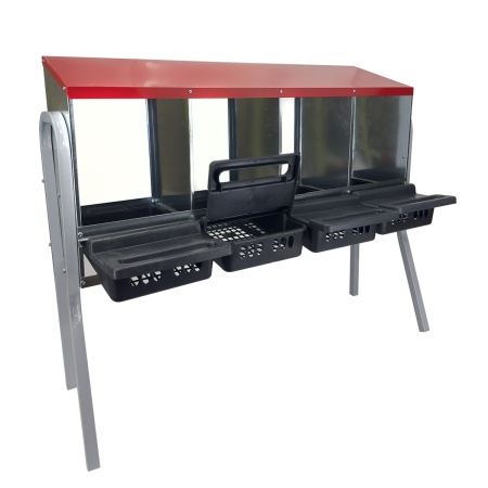 Гнездо для кур несушек 4 секции, на ножках, с яйцесборником