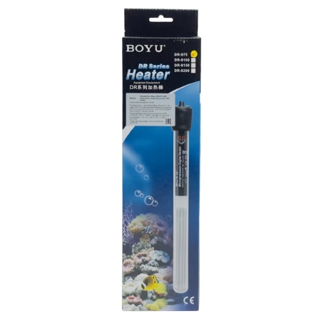 Нагреватель для аквариума Boyu DR-975 с терморегулятором, LED индикатором и дисплеем, 75 Вт на 60-90 л
