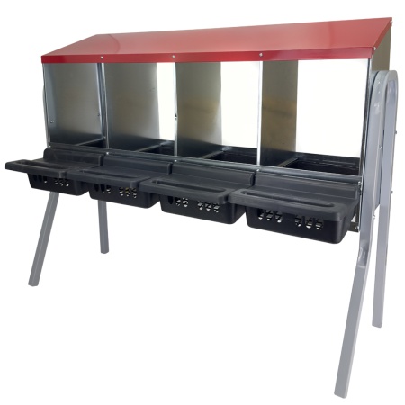 Гнездо для кур несушек 4 секции, на ножках, с яйцесборником