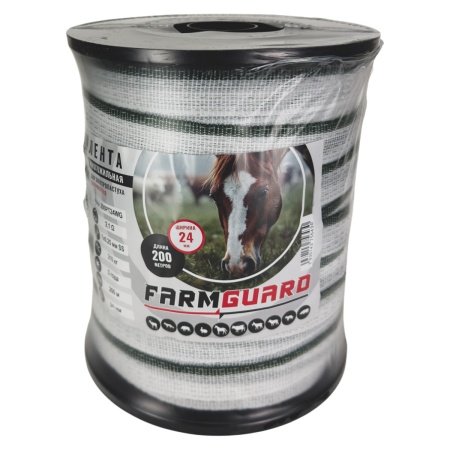 Лента для электропастуха FarmGuard зелено-белая 24 мм / 200 м