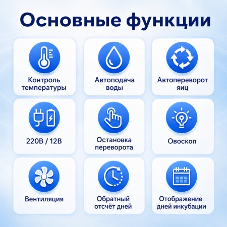 Инкубатор HHD 18H автоматический для яиц 220В/12В от сети и аккумулятора, с овоскопом на 18 яиц
