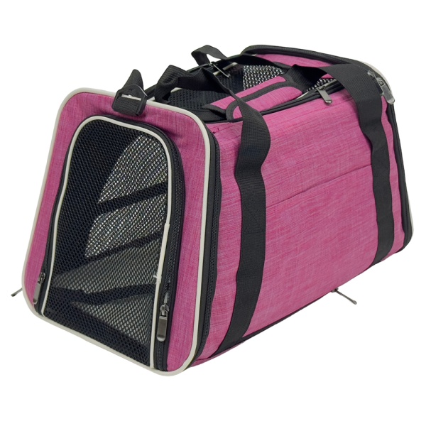 Сумка переноска складная для собак и кошек 45х30х30 см, розовая