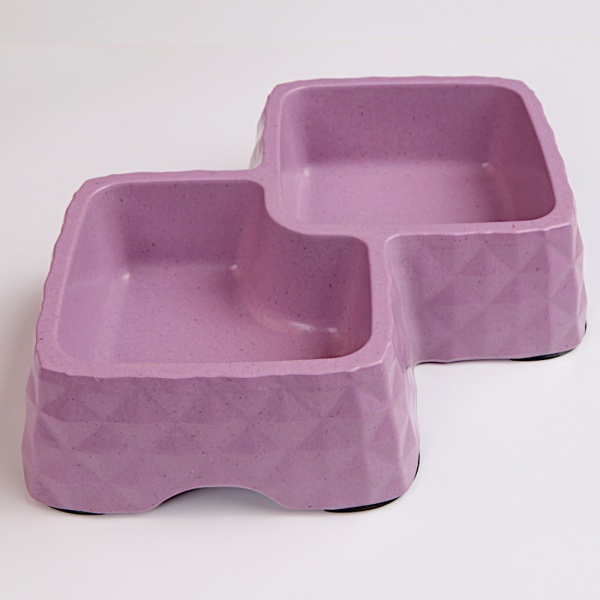 Миска двойная, 29.9x18.9x5.5 см, 360+430 мл, фиолетовый