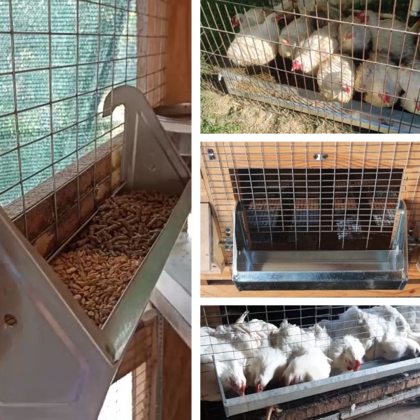 Поилка-кормушка навесная 100 см оцинкованная сталь для кроликов, кур и домашней птицы River