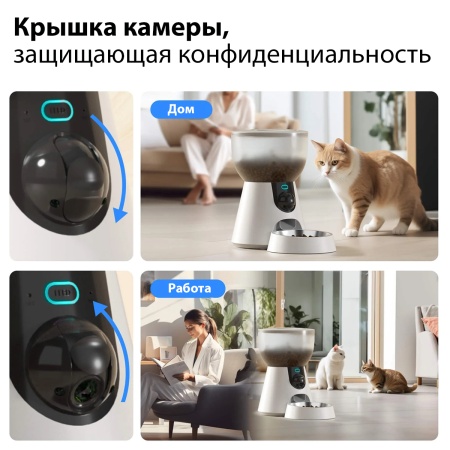 Автокормушка Petwant F17C 4 л  для сухого корма с HD камерой, миска из нержавеющей стали, белая