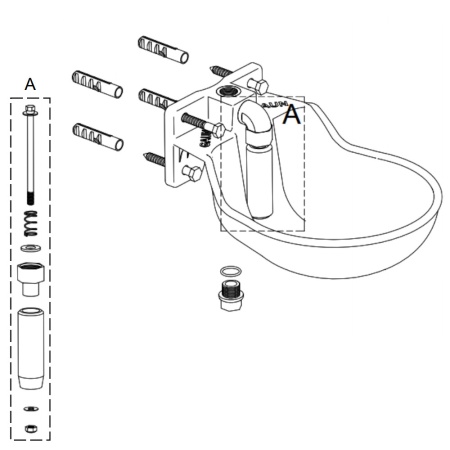 Поилка автоматическая с регулируемым клапаном для лошадей и КРС, пластик