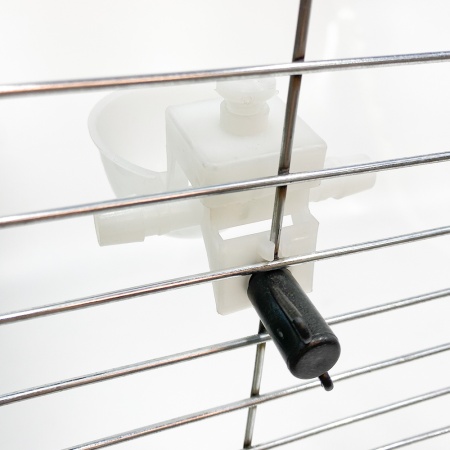 Поилка чашечная с креплением на сетку, регулировкой уровня воды, диаметр 6,3 см, двойной штуцер