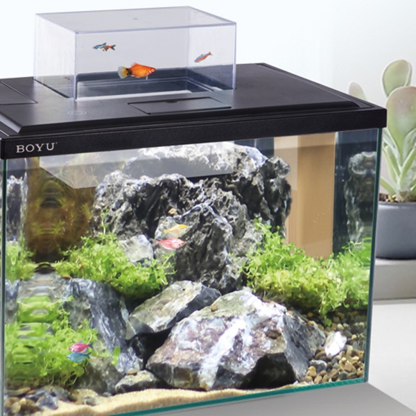 Аквариум Boyu FY-10 35 л с вакуумным карманом, отрицательным давлением, фильтром и LED-лампой, черный