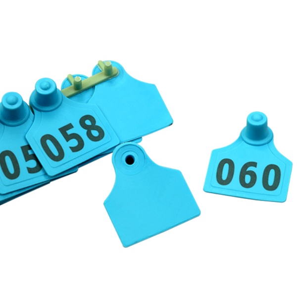 Бирка двойная 40х50 мм с номером, голубая, 100 шт. для КРС, верблюдов, оленей