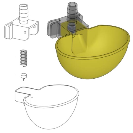 Поилка чашечная Ø80 мм, пластик с креплением на сетку
