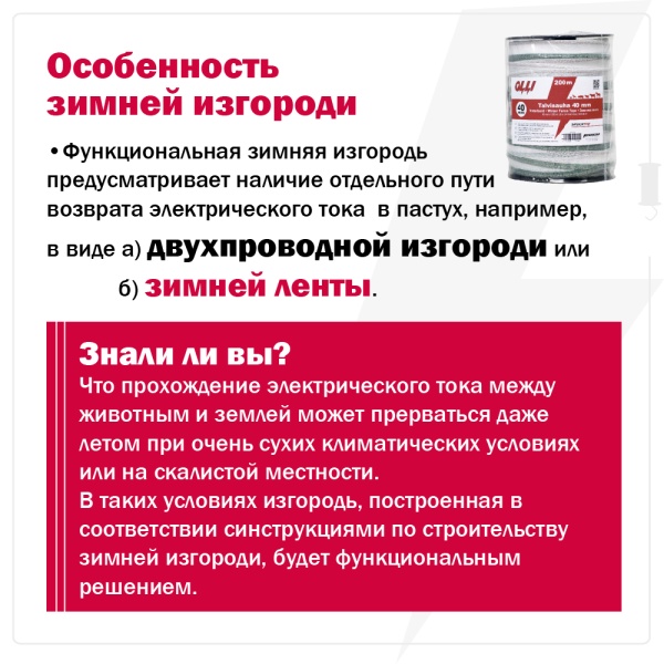 Лента для электропастуха Olli Shockteq 40 мм / 200 м / 0,60 Ω зимняя зелено-белая