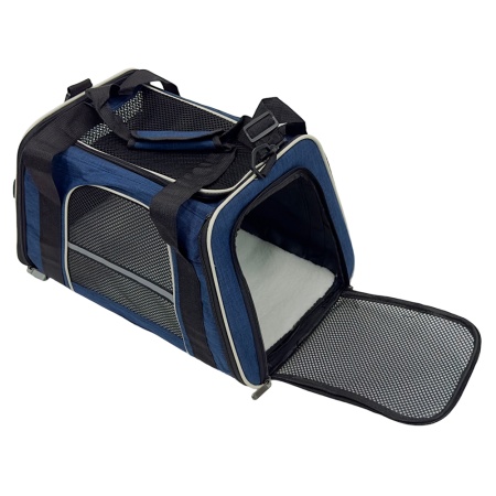 Сумка переноска складная для собак и кошек 45х30х30 см, синяя