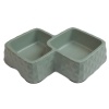 Миска двойная, 29.9x18.9x5.5 см, 360+430 мл, зеленый