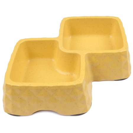 Миска двойная, 29.9x18.9x5.5 см, 360+430 мл, желтый