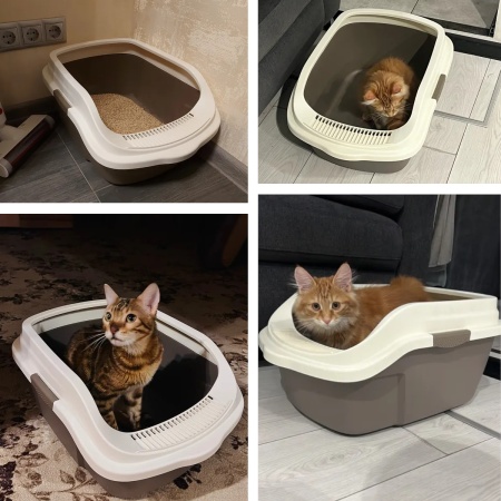 Лоток для кошек с высокими бортиками Sanitaire Range 51х39х24 см, коричневый