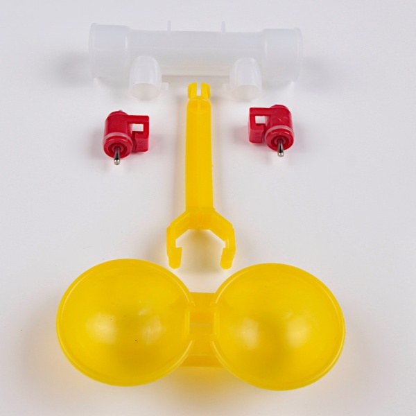 Поилка ниппельная для птиц двойная с каплеуловителем на трубу, 5 шт.