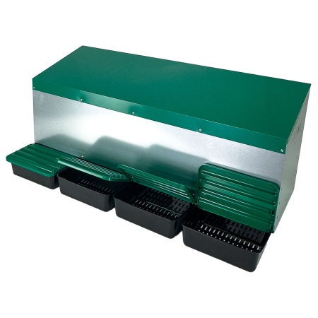 Гнездо для кур несушек HobbyFarm 4 секции наружное крепление с яйцесборником