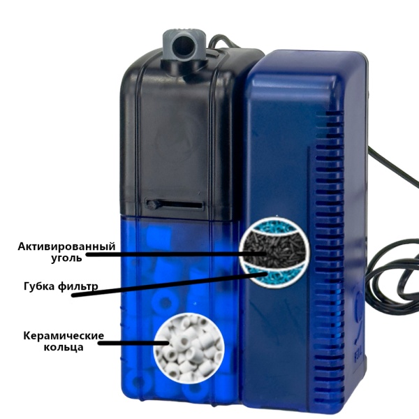 Фильтр внутренний Boyu WF600 для аквариума до 150 л многоступенчатый с аэрацией и регулятором 650 л/час