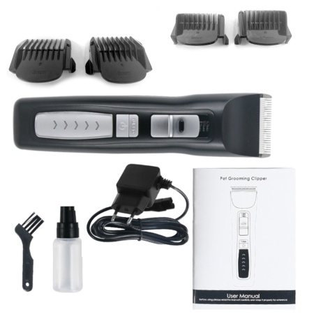 Машинка аккумуляторная для стрижки собак и кошек Petwant 2 скорости, Turbo, керамическое лезвие, черная, USB