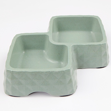 Миска двойная, 29.9x18.9x5.5 см, 360+430 мл, зеленый