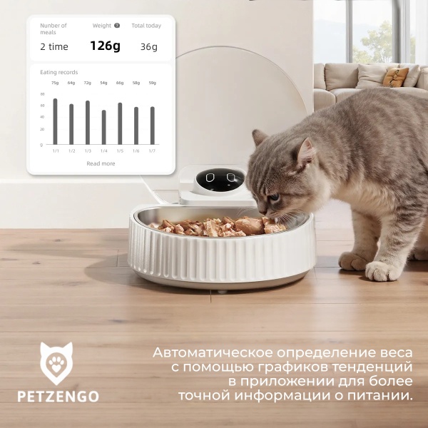 Автокормушка Petzengo PF25-W Wi-Fi умная с охлаждением и интеллектуальным контролем питания