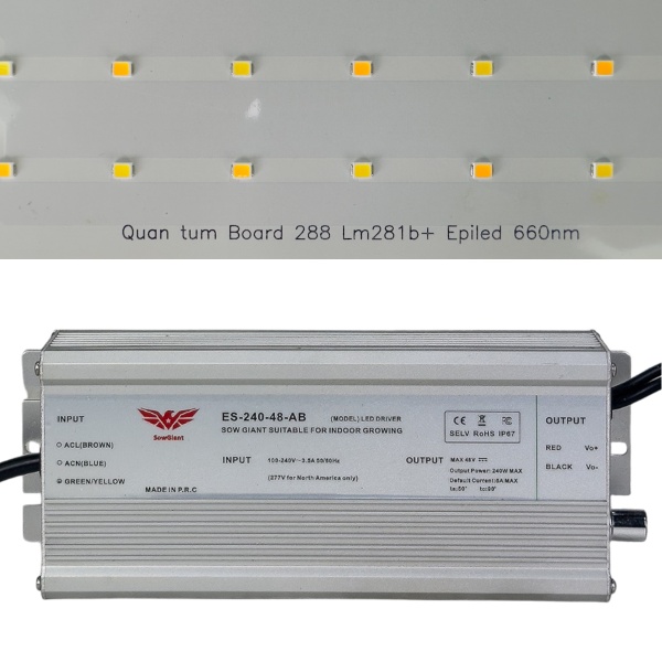 Светодиодная лампа Quantum board 240W HobbyFarm с регулировкой для растений, теплиц, гроубокса, гидропонных систем