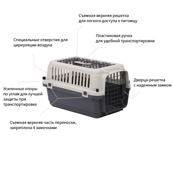 Переноска Departures Range 50х33х33 см для кошек и собак Pet Choice с металлической верхней решеткой