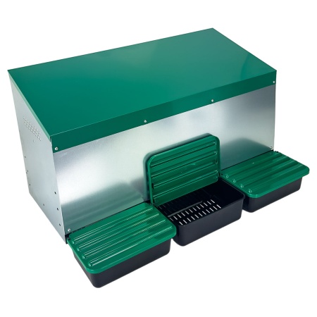 Гнездо для кур несушек HobbyFarm 3 секции наружное крепление с яйцесборником