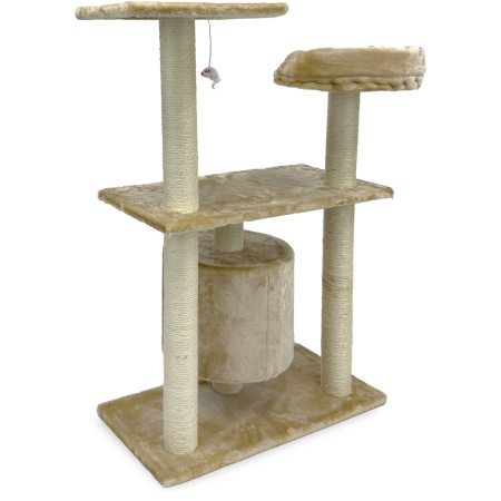 Когтеточка-комплекс с домиком 60х30х96 см, бежевый
