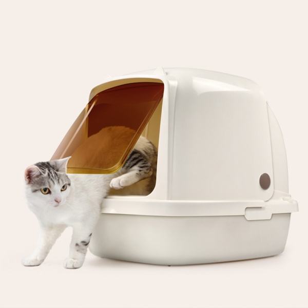 Туалет-домик для кошек XL Catidea 63х48х41 см, с совком, кремовый