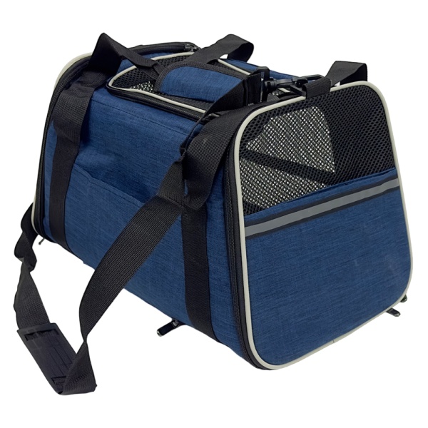 Сумка переноска складная для собак и кошек 45х30х30 см, синяя
